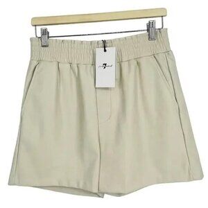 7 For All Mankind Shorts M NWT Faux Leather Shorts Cream $168